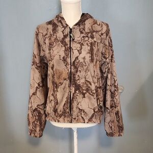 Remington camo fleece mesh lined light weight zip up hooded jacket